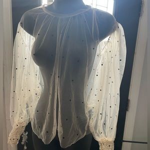 Zara polka dot sheer tan shirt. Never worn. Great condition.